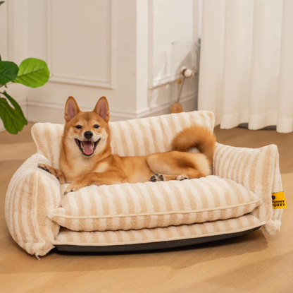 Luxurious Plush Pet Sofa Bed Couch - Washable, Non-slip Bottom, Contemporary Style For Cats & Dogs