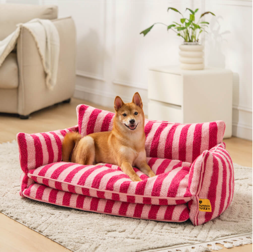 Luxurious Plush Pet Sofa Bed Couch - Washable, Non-slip Bottom, Contemporary Style For Cats & Dogs