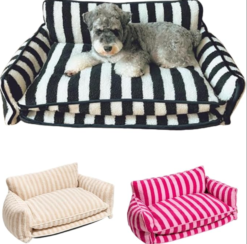 Luxurious Plush Pet Sofa Bed Couch - Washable, Non-slip Bottom, Contemporary Style For Cats & Dogs