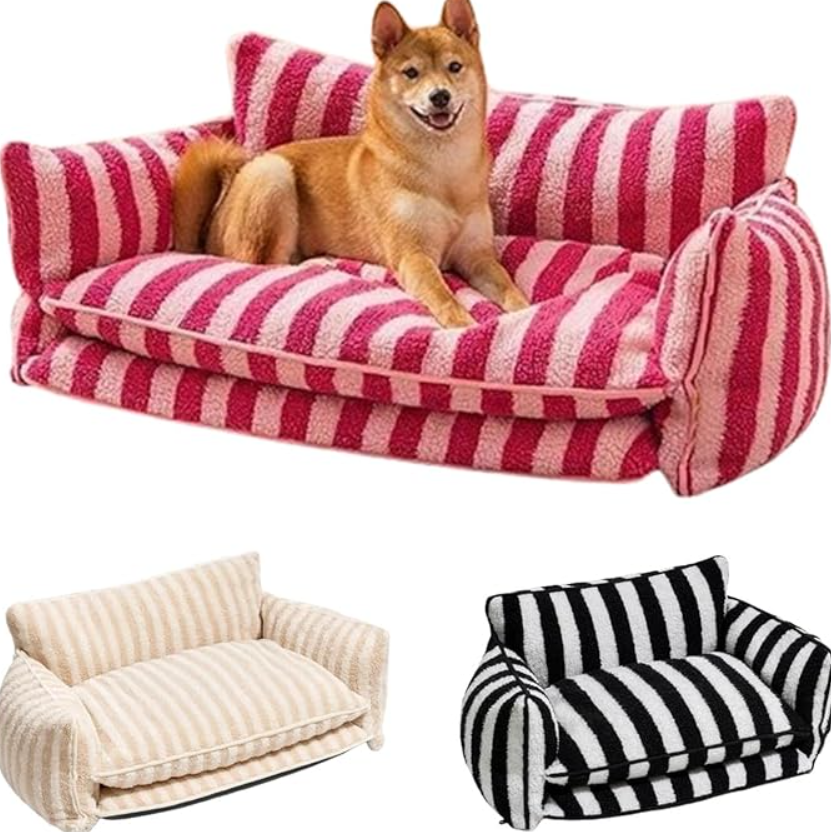 Luxurious Plush Pet Sofa Bed Couch - Washable, Non-slip Bottom, Contemporary Style For Cats & Dogs