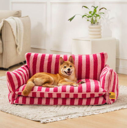 Luxurious Plush Pet Sofa Bed Couch - Washable, Non-slip Bottom, Contemporary Style For Cats & Dogs